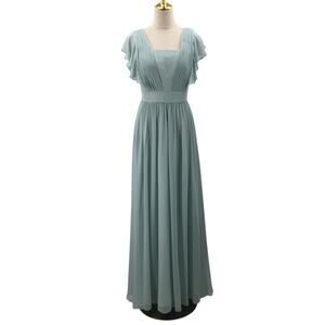 AW BRIDAL sz 4 S blue skylight Griffin chiffon wedding guest maxi dress NEW b95